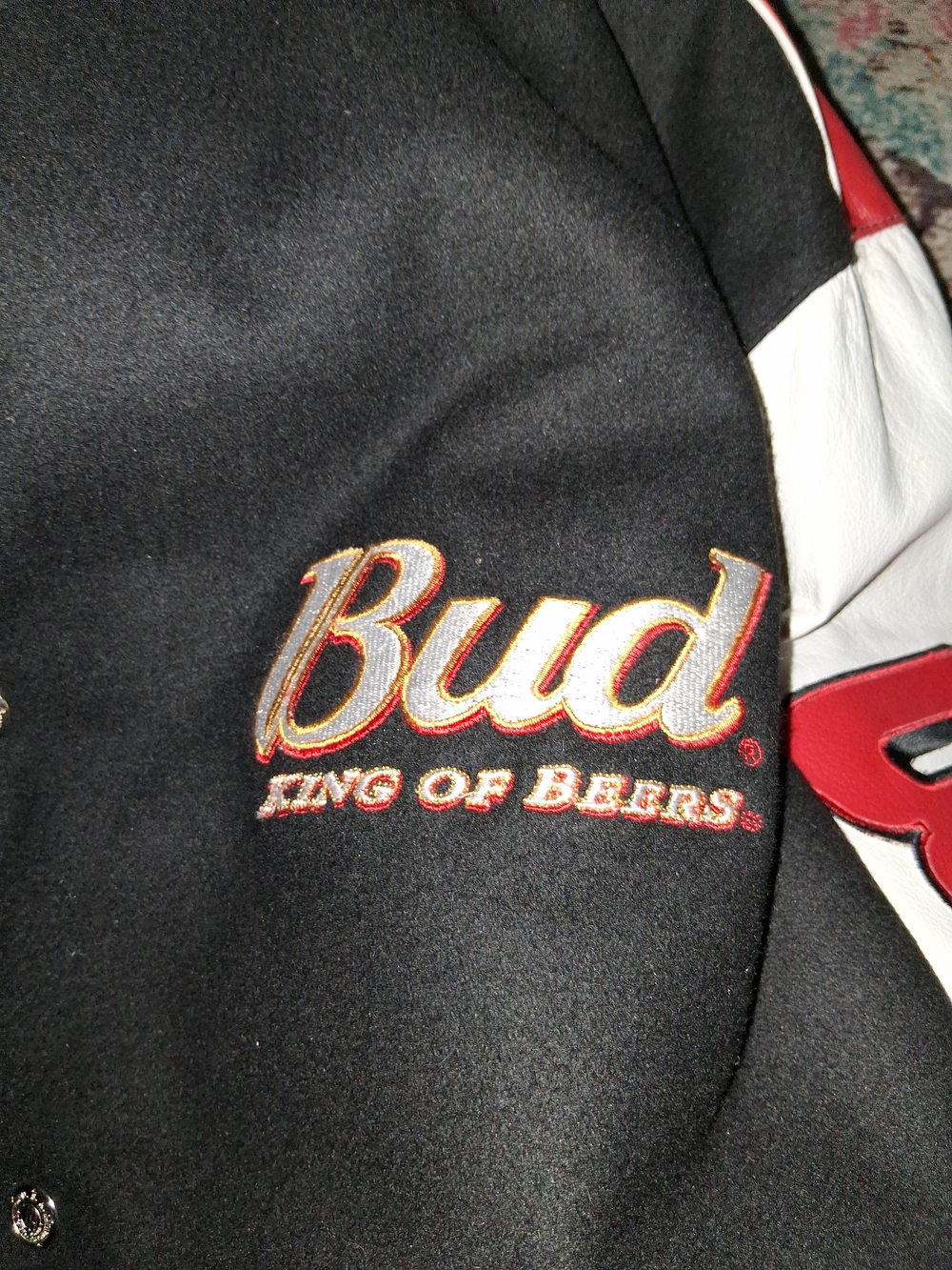 Black Budweiser Racing Bomber Jacket - Picture 3 of 6